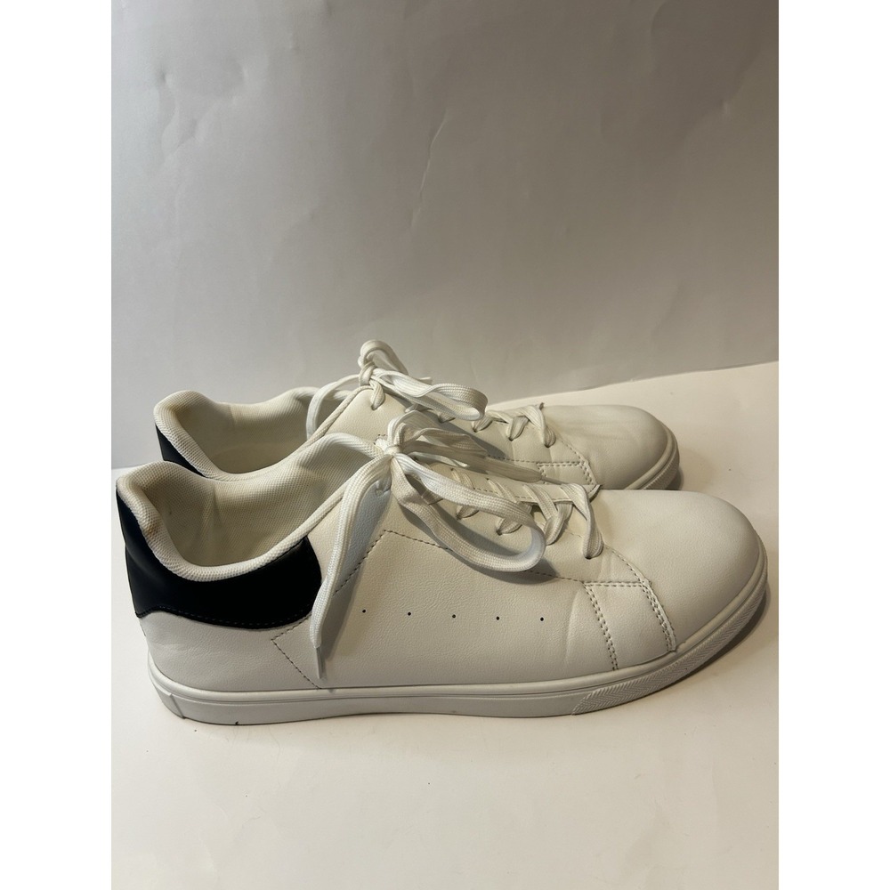 Men's White Black Casual Sneakers Lace Up Low Top Shoes US 13 EU 46 Synthetic